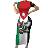 Custom World Football 2026 Jordan Short Sleeve Bodycon Dress Eagle Rising Road To Champion - Wonder Print Shop