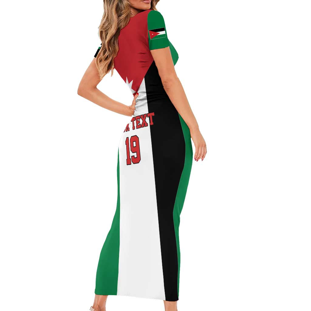 Custom World Football 2026 Jordan Short Sleeve Bodycon Dress Eagle Rising Road To Champion - Wonder Print Shop