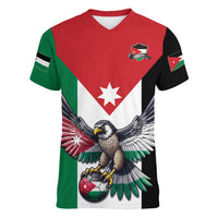 Custom World Football 2026 Jordan Women V-Neck T-Shirt Eagle Rising Road To Champion - Wonder Print Shop