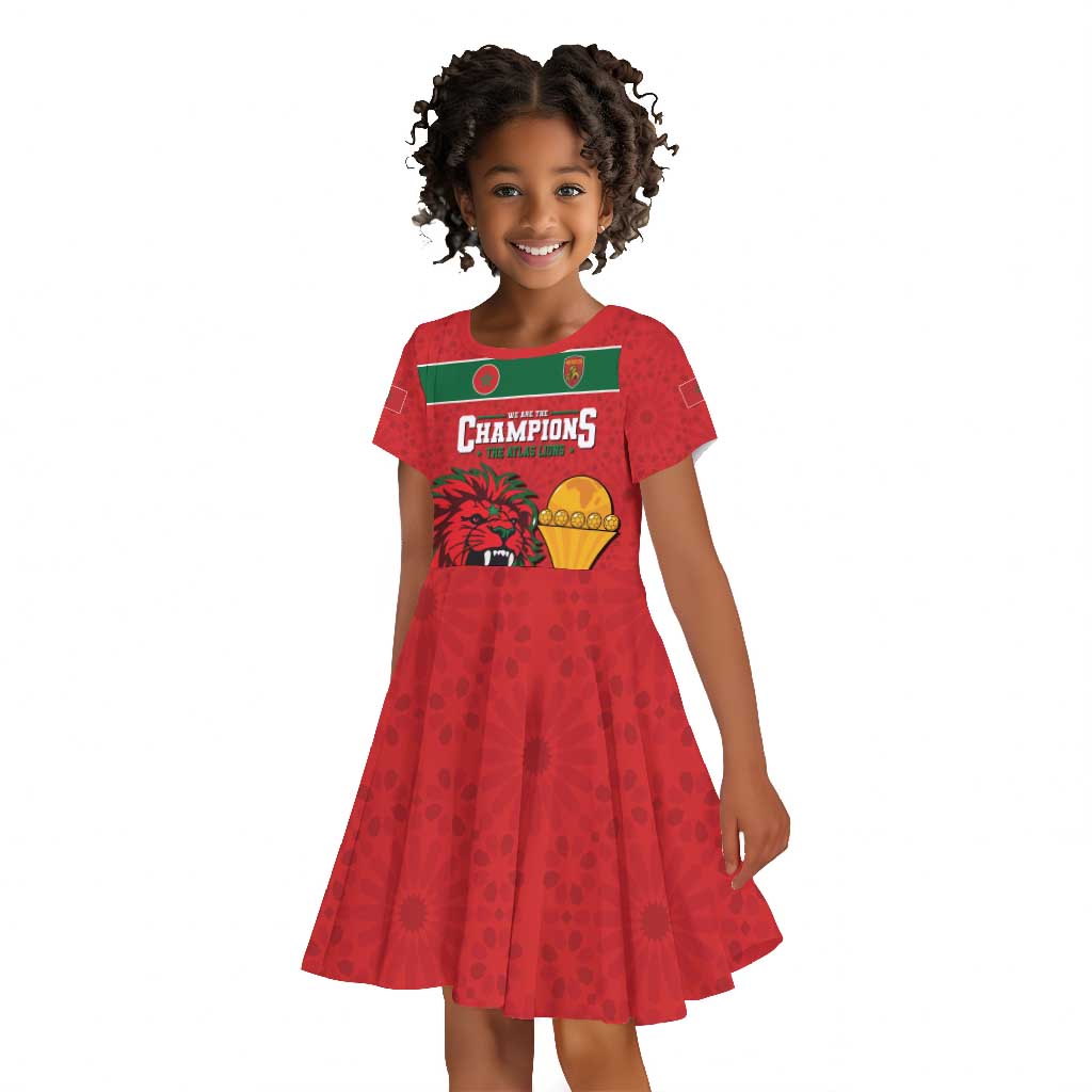 Morocco Champions Football Custom Kid Short Sleeve Dress Atlas Lions Rise