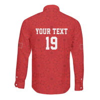 Morocco Champions Football Custom Long Sleeve Button Shirt Atlas Lions Rise