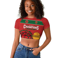 Morocco Champions Football Custom Raglan Cropped T shirt Atlas Lions Rise