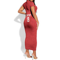 Morocco Champions Football Custom Short Sleeve Bodycon Dress Atlas Lions Rise