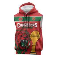 Morocco Champions Football Custom Sleeveless Zip Hoodie Atlas Lions Rise