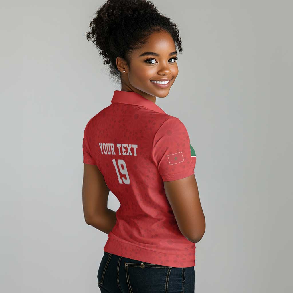 Morocco Champions Football Custom Women Polo Shirt Atlas Lions Rise