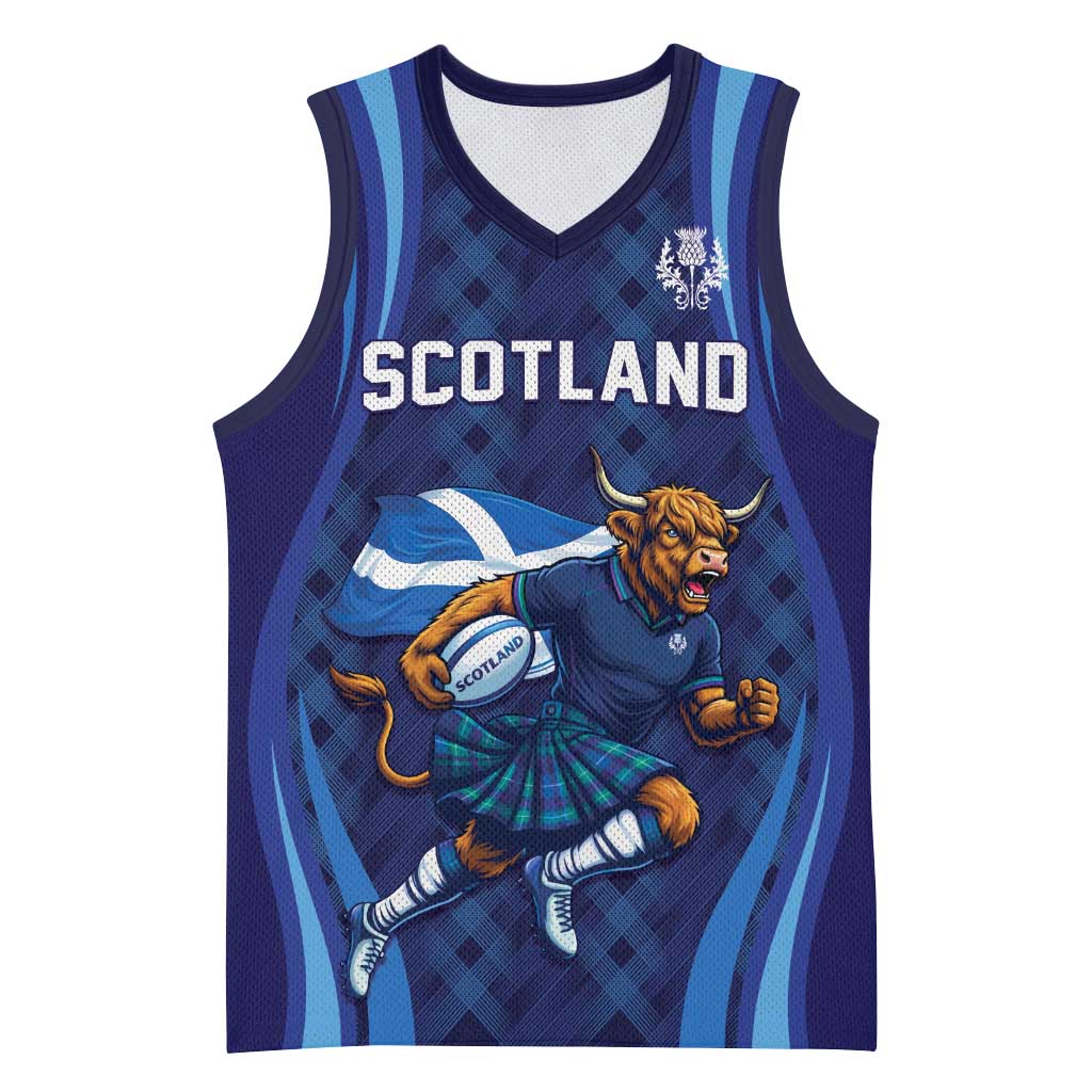 Custom Rugby Scotland Basketball Jersey Highland Cow Mascot Go Scottish