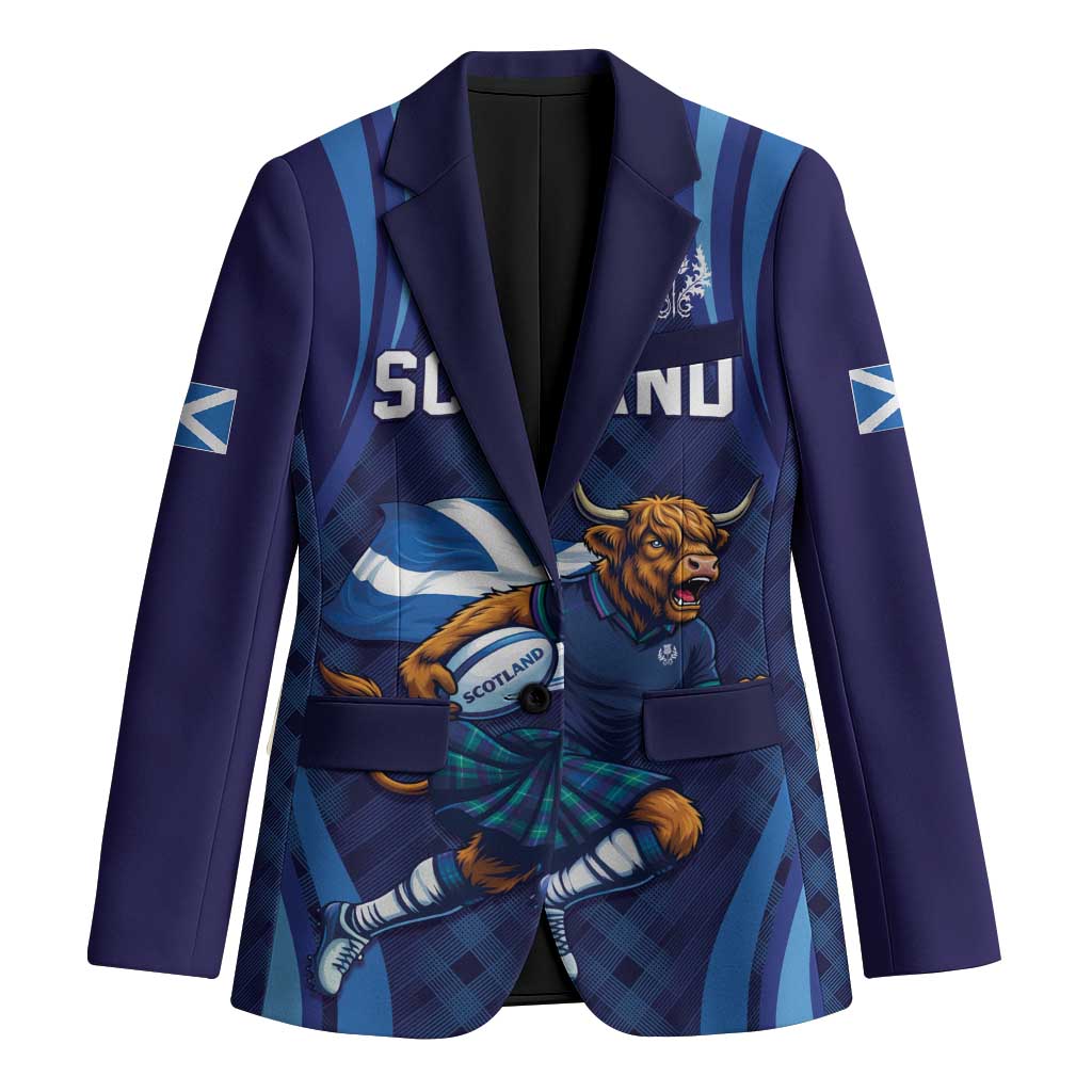 Custom Rugby Scotland Blazer Highland Cow Mascot Go Scottish