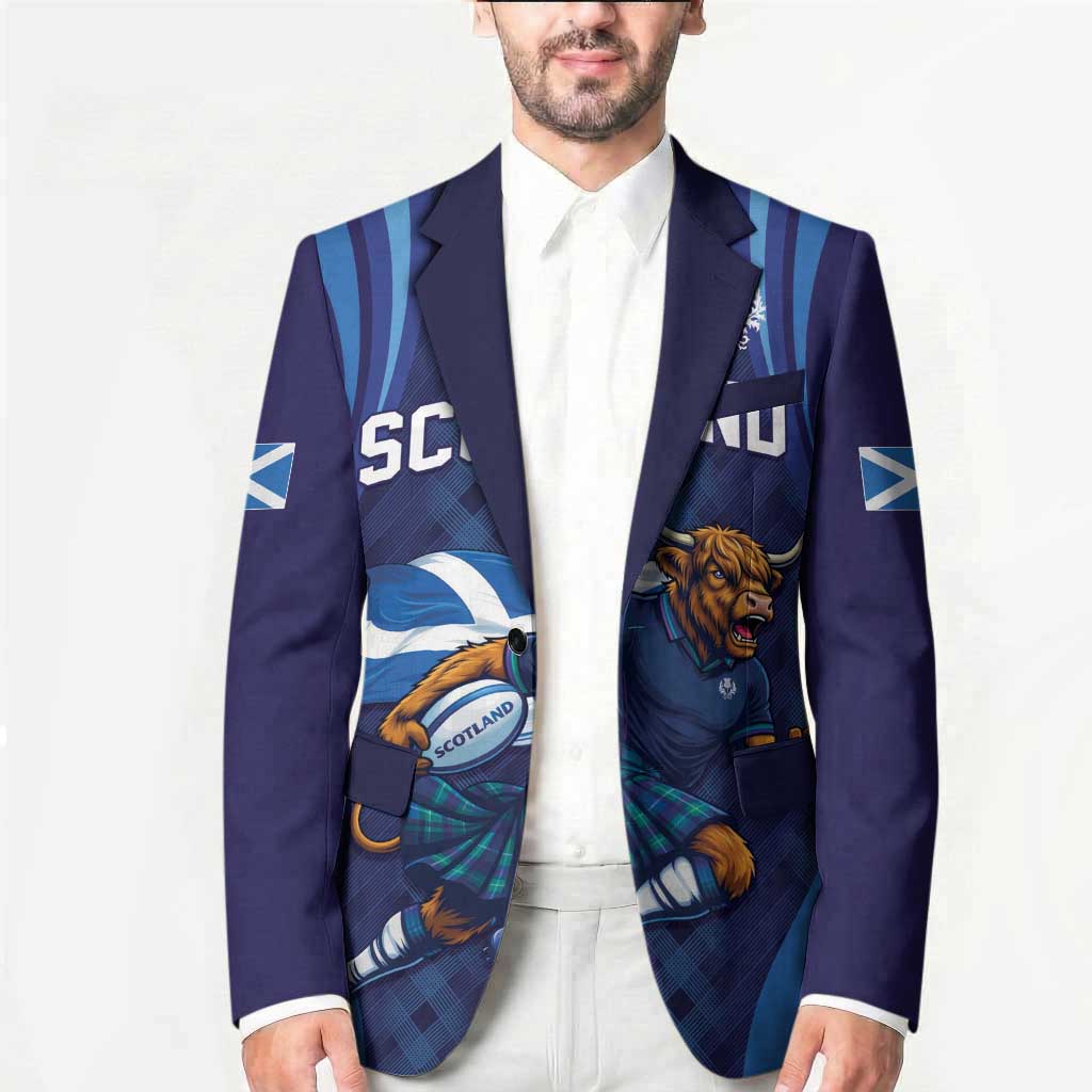 Custom Rugby Scotland Blazer Highland Cow Mascot Go Scottish