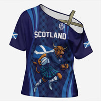 Custom Rugby Scotland Cross Shoulder Shirt Highland Cow Mascot Go Scottish