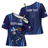 Custom Rugby Scotland Cross Shoulder Shirt Highland Cow Mascot Go Scottish