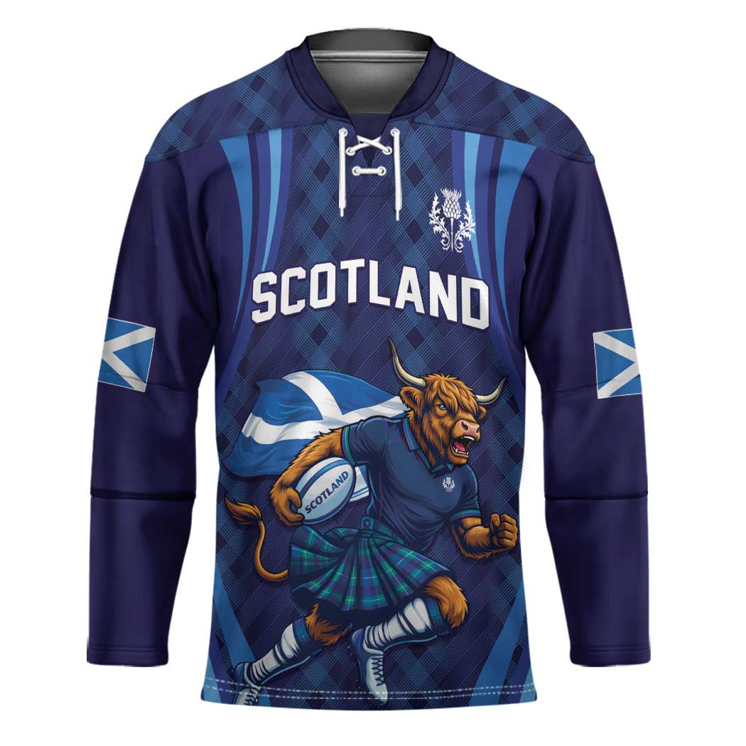 Custom Rugby Scotland Hockey Jersey Highland Cow Mascot Go Scottish