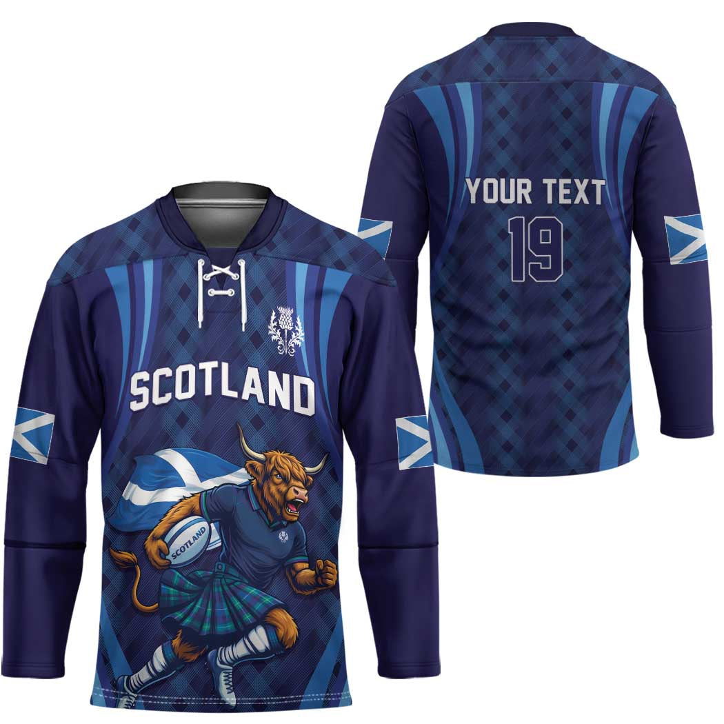 Custom Rugby Scotland Hockey Jersey Highland Cow Mascot Go Scottish
