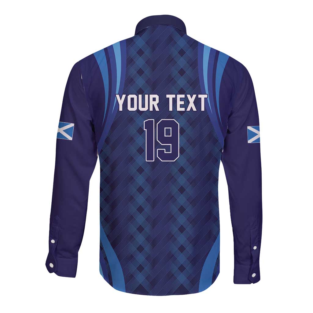 Custom Rugby Scotland Long Sleeve Button Shirt Highland Cow Mascot Go Scottish