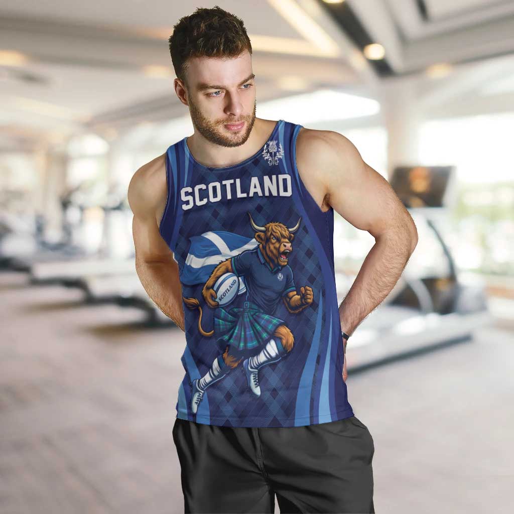 Custom Rugby Scotland Men Tank Top Highland Cow Mascot Go Scottish