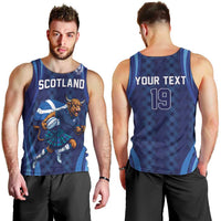 Custom Rugby Scotland Men Tank Top Highland Cow Mascot Go Scottish
