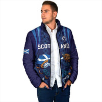 Custom Rugby Scotland Padded Jacket Highland Cow Mascot Go Scottish