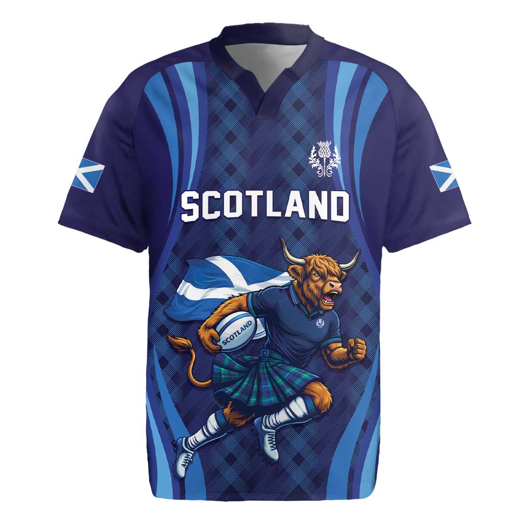 Custom Rugby Scotland Rugby Jersey Highland Cow Mascot Go Scottish
