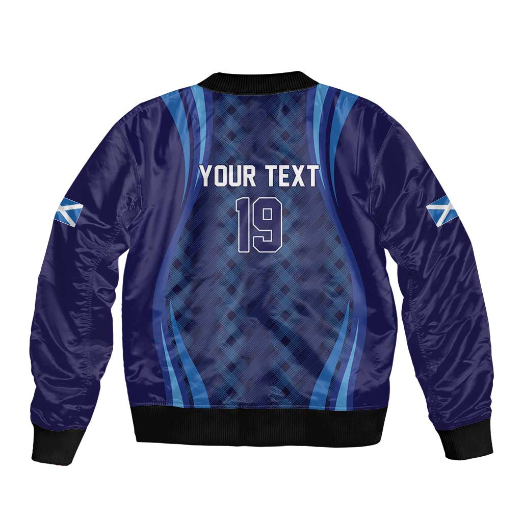 Custom Rugby Scotland Sleeve Zip Bomber Jacket Highland Cow Mascot Go Scottish