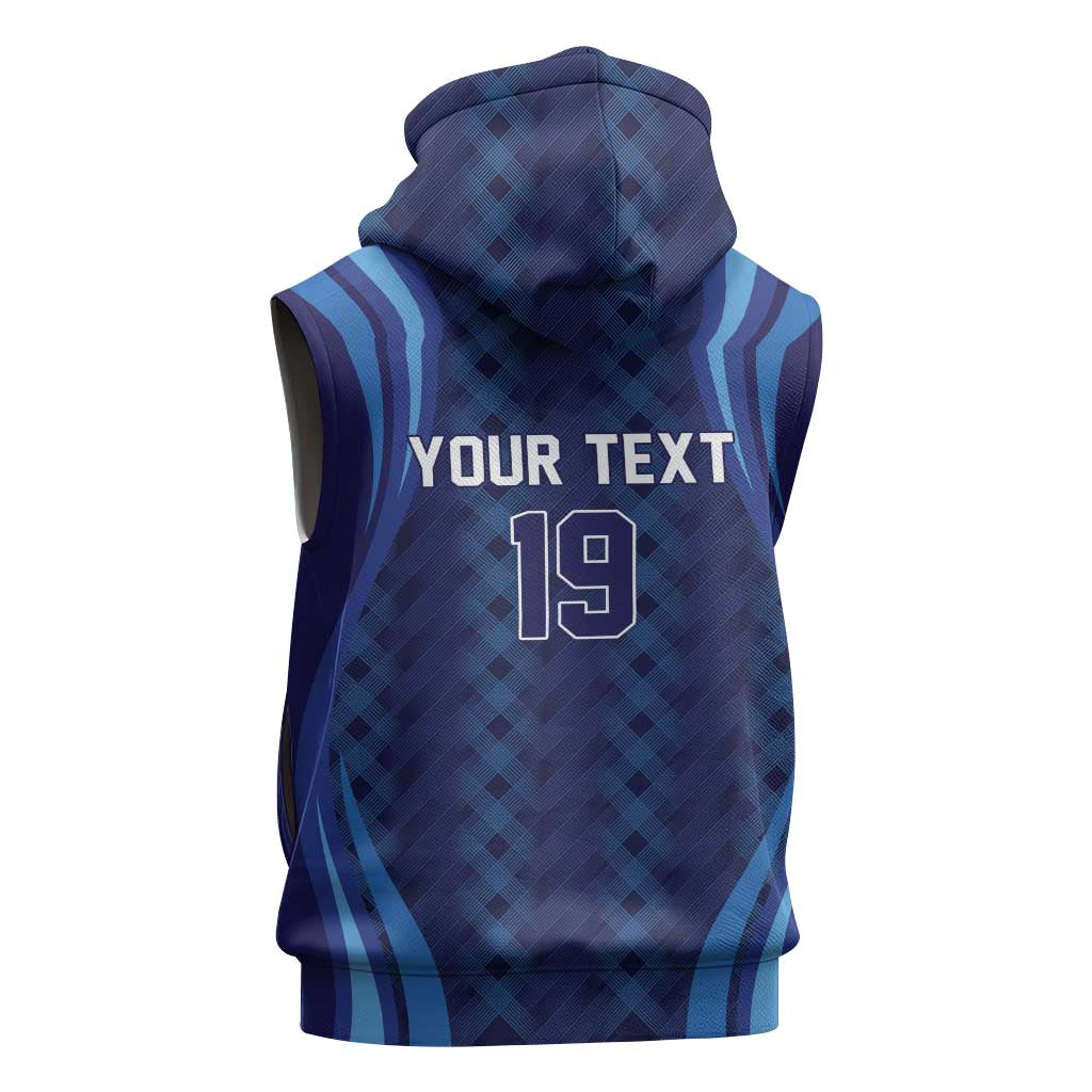 Custom Rugby Scotland Sleeveless Hoodie Highland Cow Mascot Go Scottish