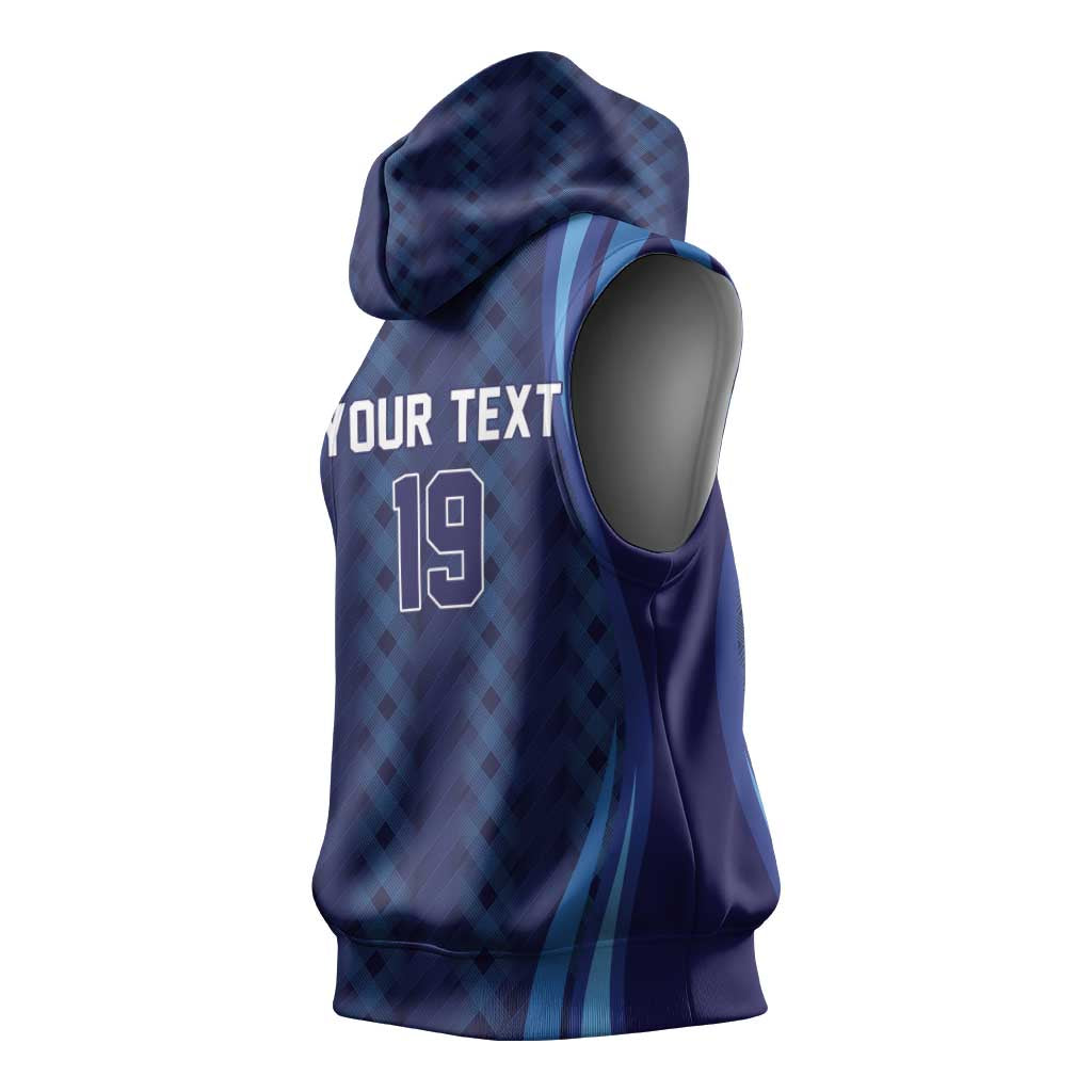 Custom Rugby Scotland Sleeveless Hoodie Highland Cow Mascot Go Scottish