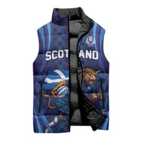 Custom Rugby Scotland Sleeveless Puffer Jacket Highland Cow Mascot Go Scottish