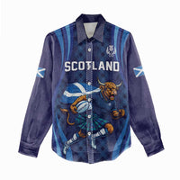 Custom Rugby Scotland Women Casual Shirt Highland Cow Mascot Go Scottish