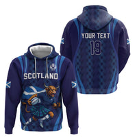 Custom Rugby Scotland Zip Hoodie Highland Cow Mascot Go Scottish