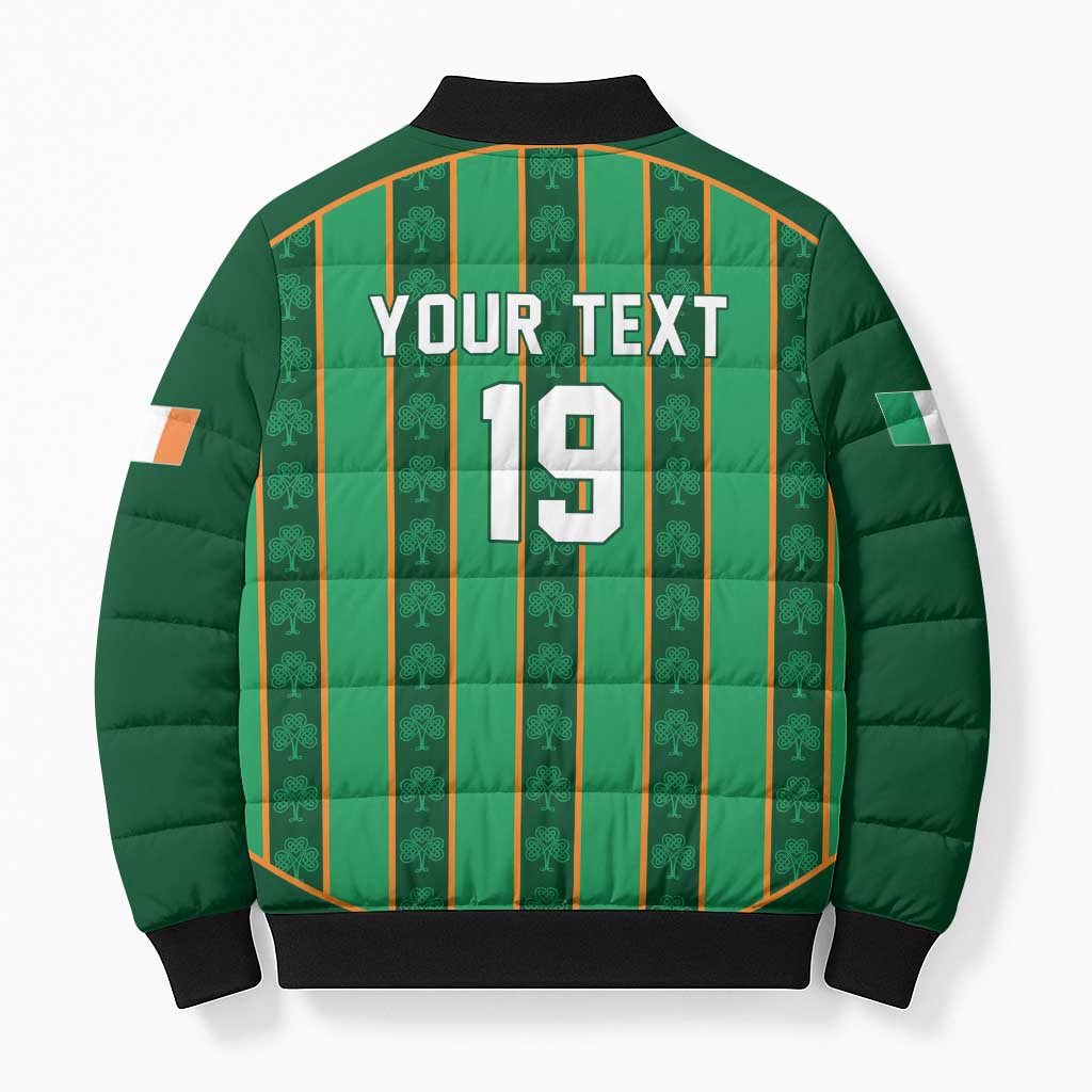 Custom Rugby Ireland Bomber Puffer Jacket Irish Lucky Shamrock
