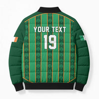 Custom Rugby Ireland Bomber Puffer Jacket Irish Lucky Shamrock