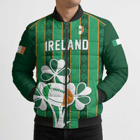 Custom Rugby Ireland Bomber Puffer Jacket Irish Lucky Shamrock