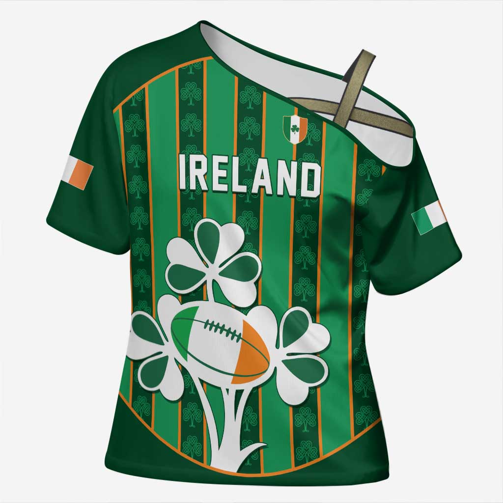 Custom Rugby Ireland Cross Shoulder Shirt Irish Lucky Shamrock