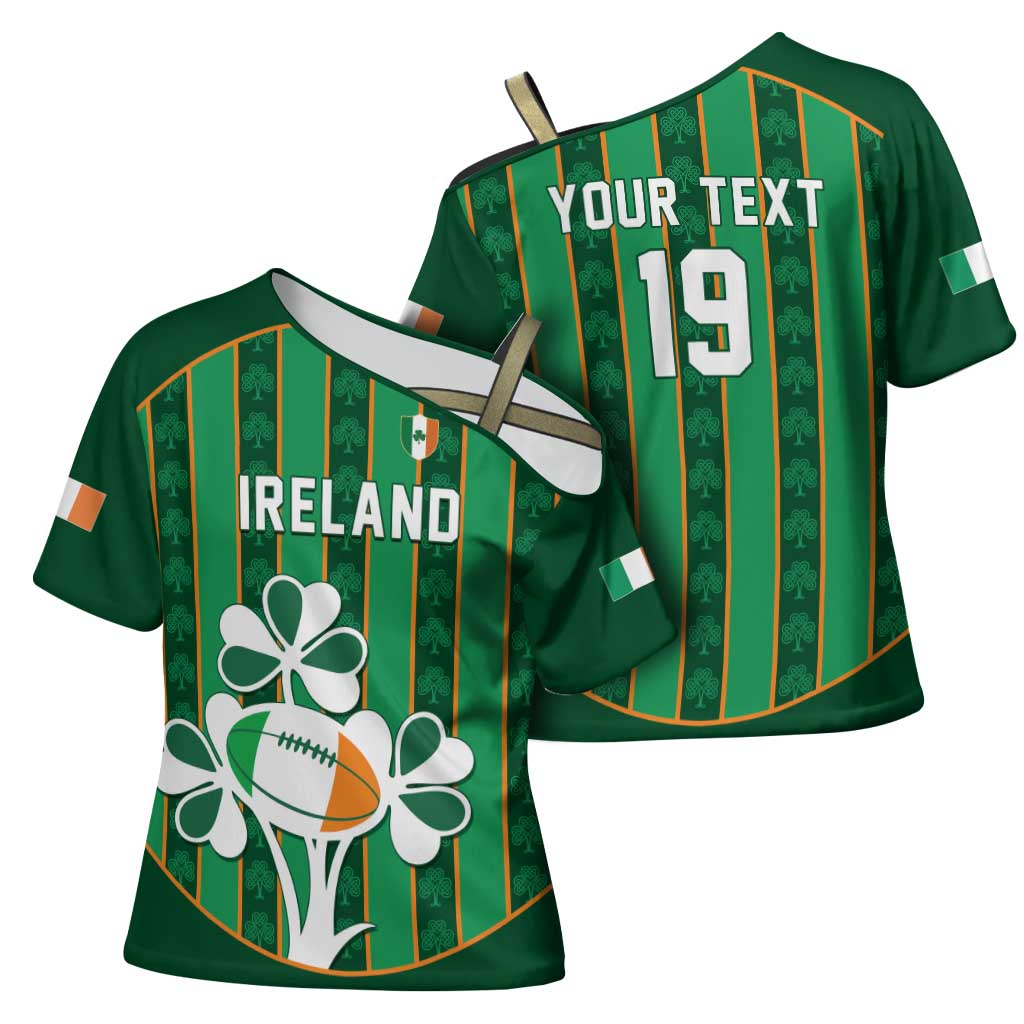 Custom Rugby Ireland Cross Shoulder Shirt Irish Lucky Shamrock