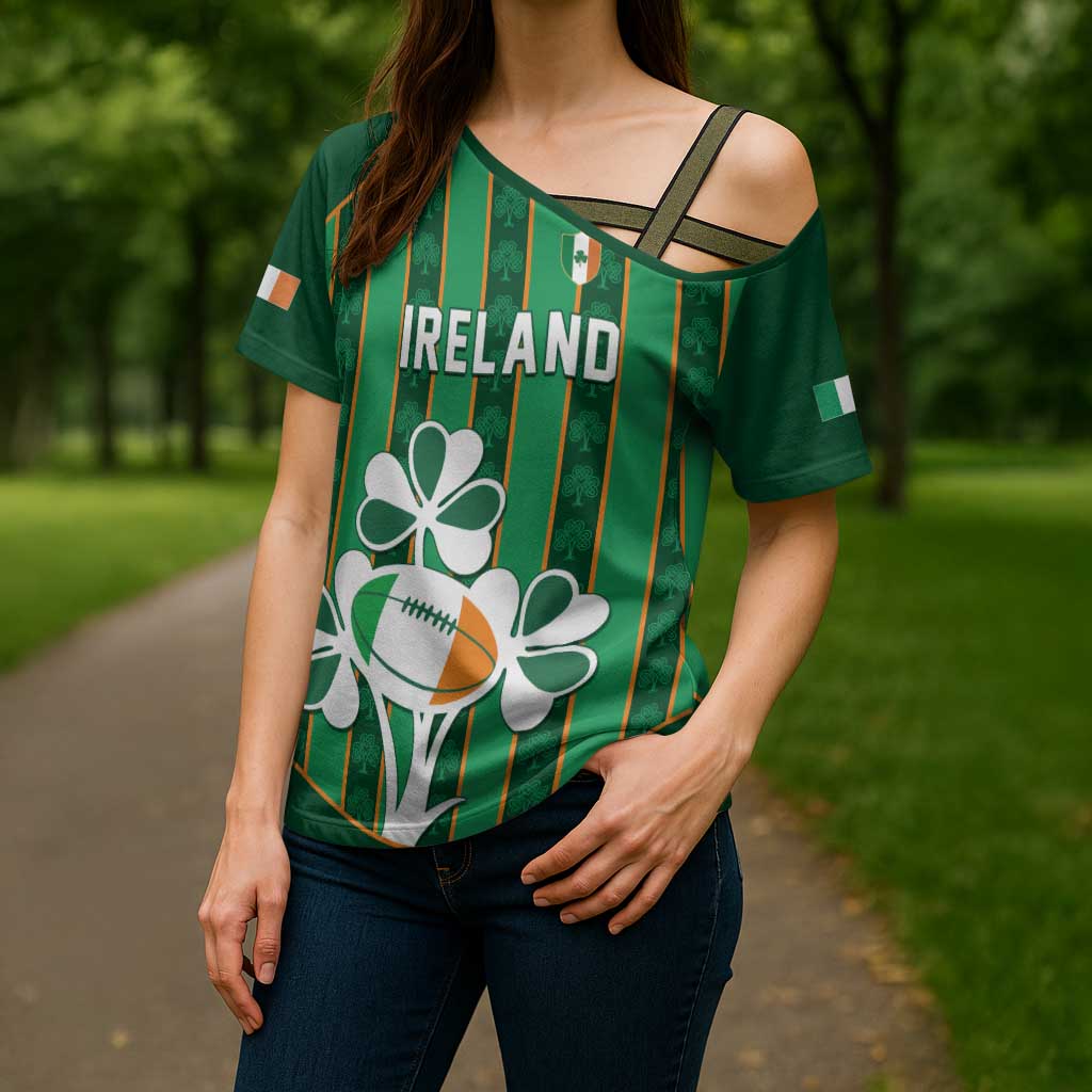 Custom Rugby Ireland Cross Shoulder Shirt Irish Lucky Shamrock