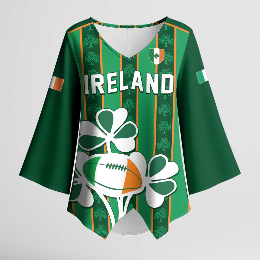 Custom Rugby Ireland Kimono Sleeve Blouse Irish Lucky Shamrock