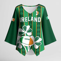 Custom Rugby Ireland Kimono Sleeve Blouse Irish Lucky Shamrock