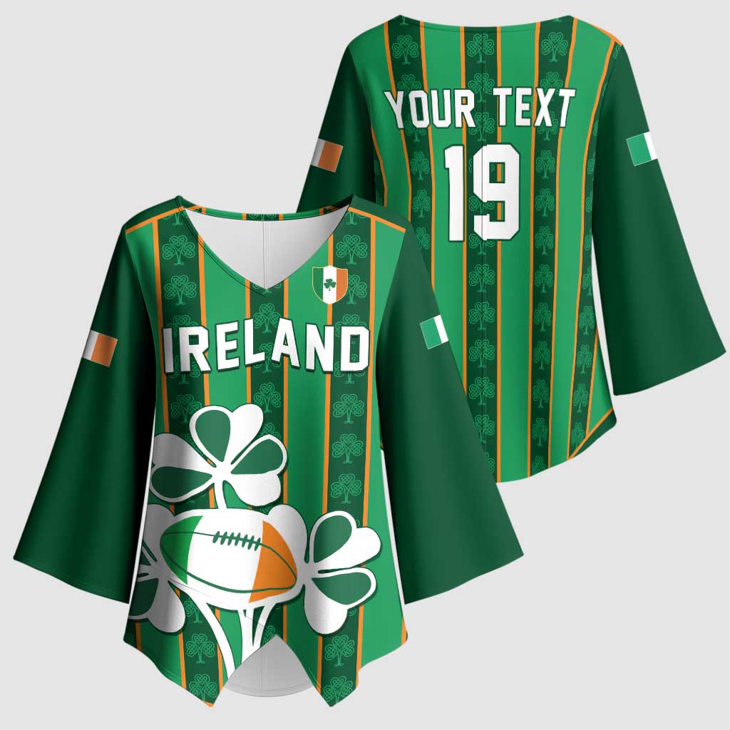 Custom Rugby Ireland Kimono Sleeve Blouse Irish Lucky Shamrock