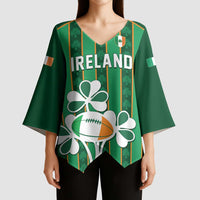 Custom Rugby Ireland Kimono Sleeve Blouse Irish Lucky Shamrock