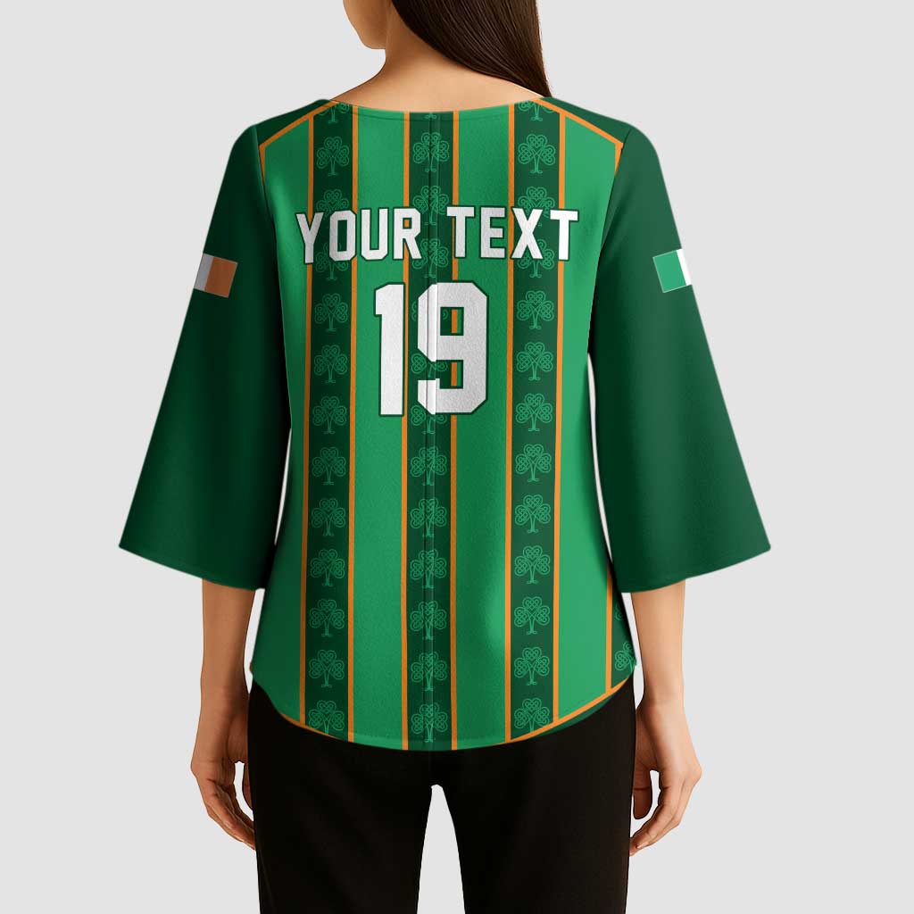 Custom Rugby Ireland Kimono Sleeve Blouse Irish Lucky Shamrock
