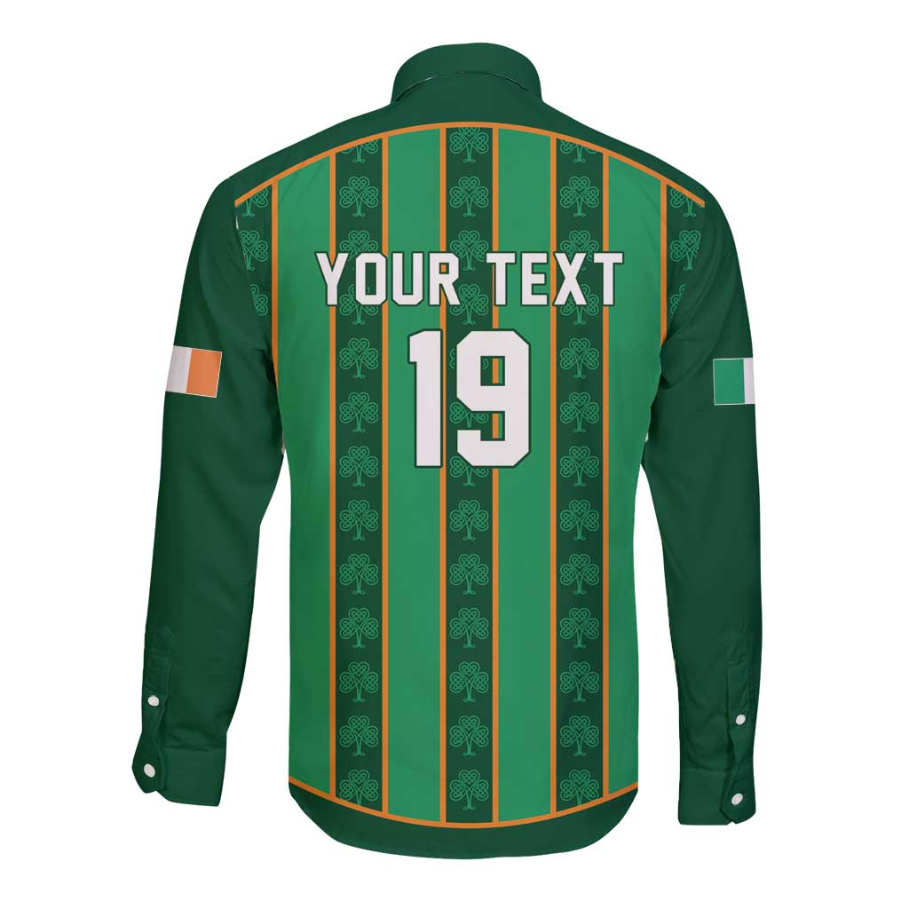 Custom Rugby Ireland Long Sleeve Button Shirt Irish Lucky Shamrock