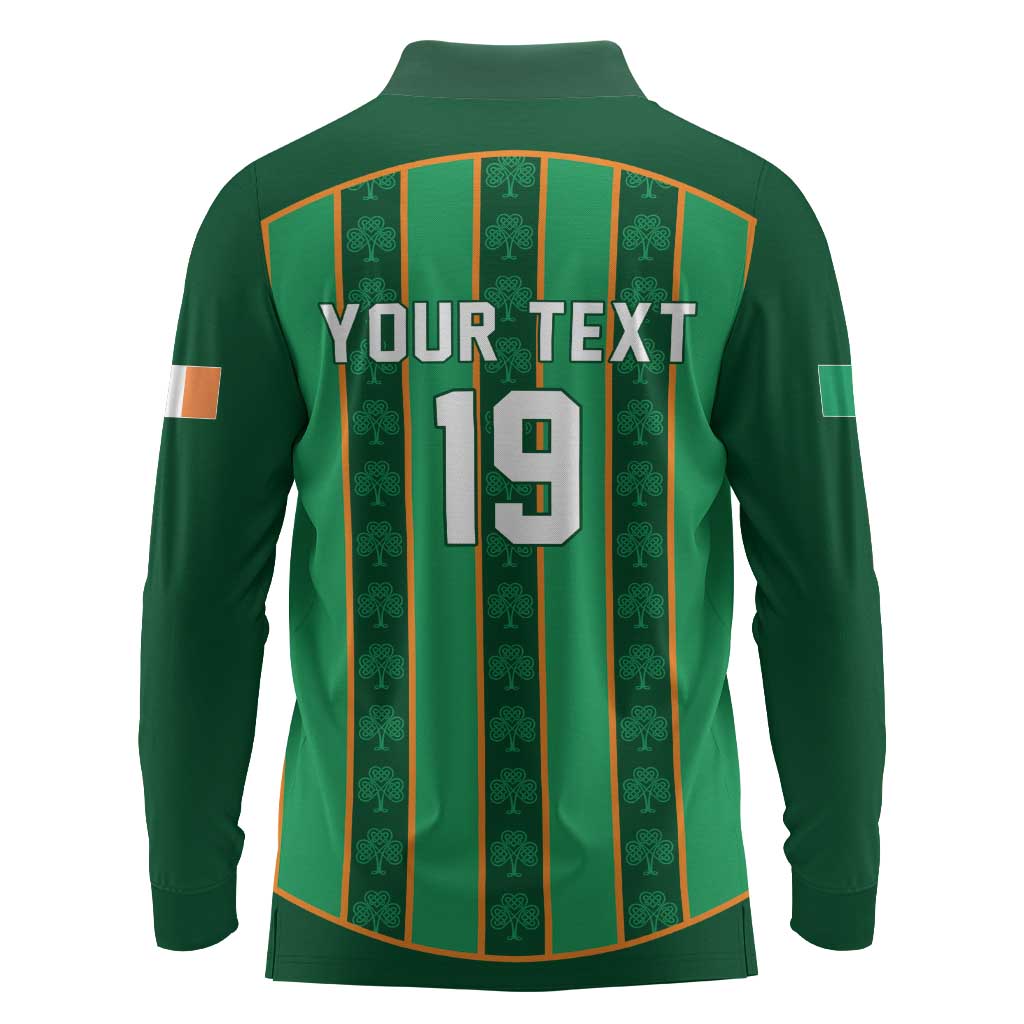 Custom Rugby Ireland Long Sleeve Polo Shirt Irish Lucky Shamrock