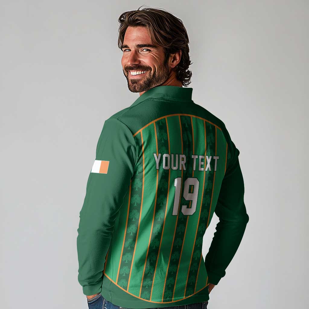 Custom Rugby Ireland Long Sleeve Polo Shirt Irish Lucky Shamrock