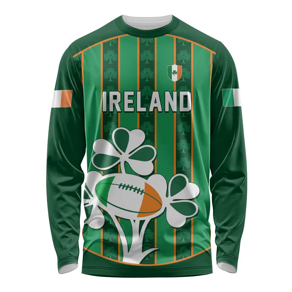 Custom Rugby Ireland Long Sleeve Shirt Irish Lucky Shamrock