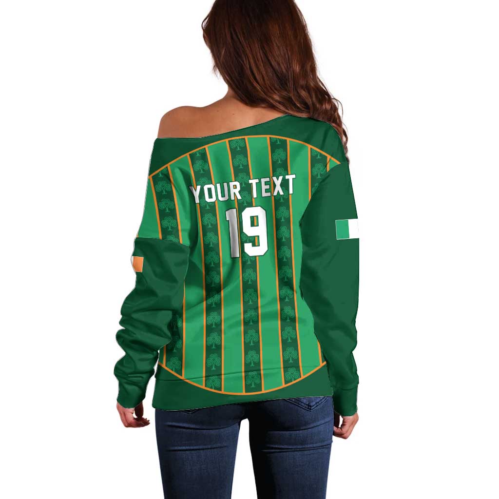 Custom Rugby Ireland Off Shoulder Sweater Irish Lucky Shamrock