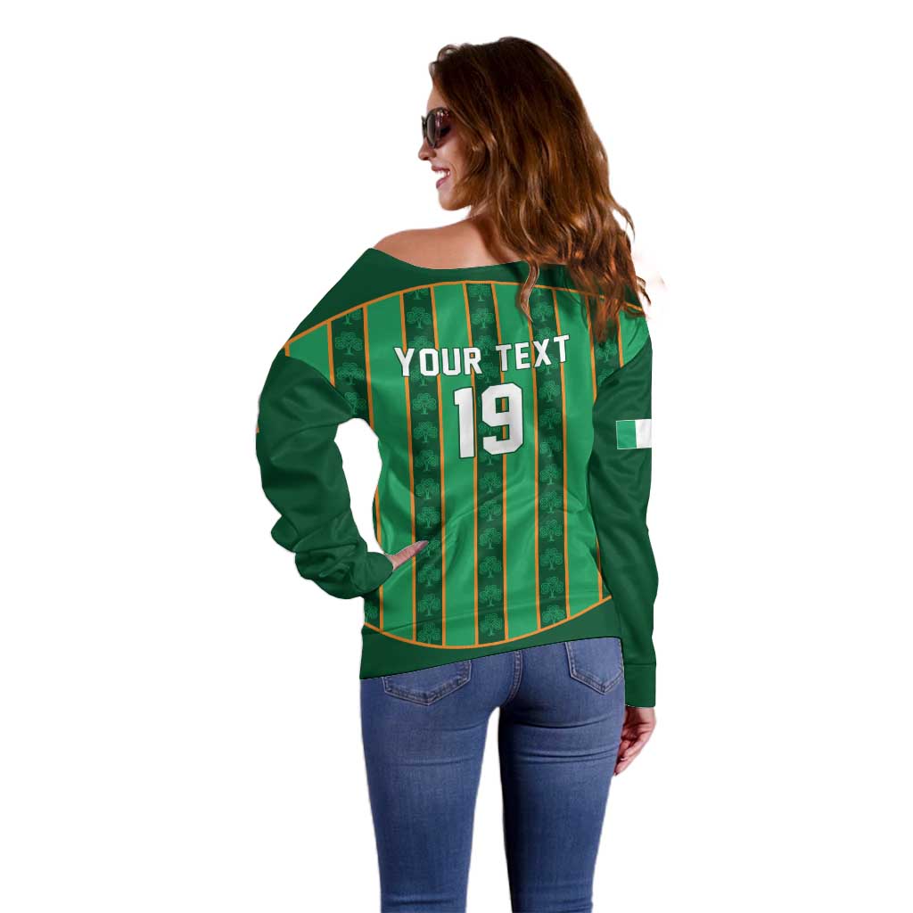 Custom Rugby Ireland Off Shoulder Sweater Irish Lucky Shamrock