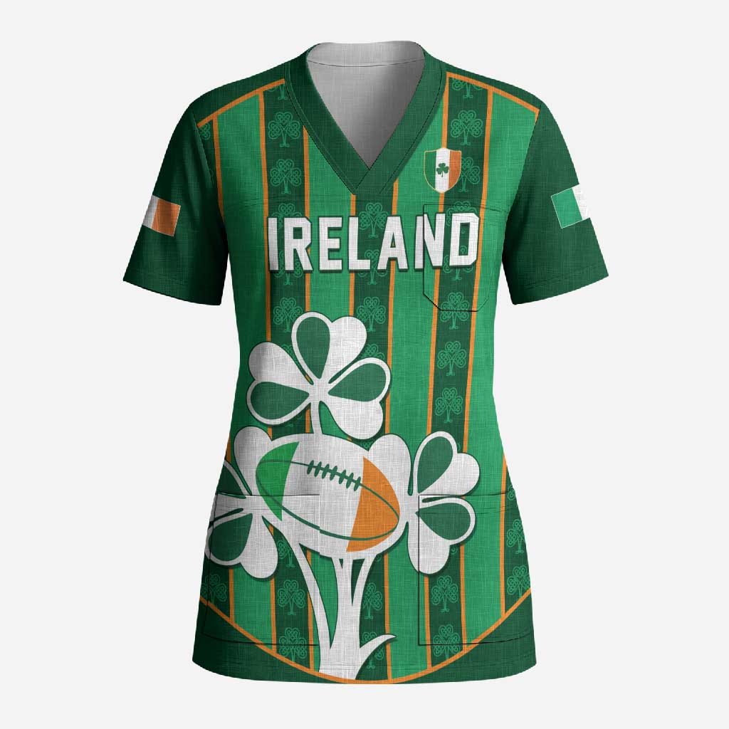Custom Rugby Ireland Scrub Top Irish Lucky Shamrock