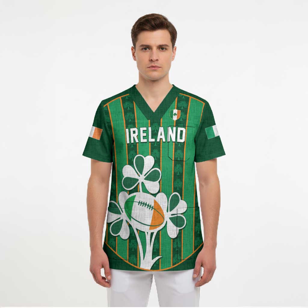 Custom Rugby Ireland Scrub Top Irish Lucky Shamrock