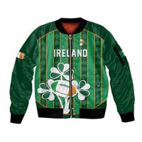 Custom Rugby Ireland Sleeve Zip Bomber Jacket Irish Lucky Shamrock
