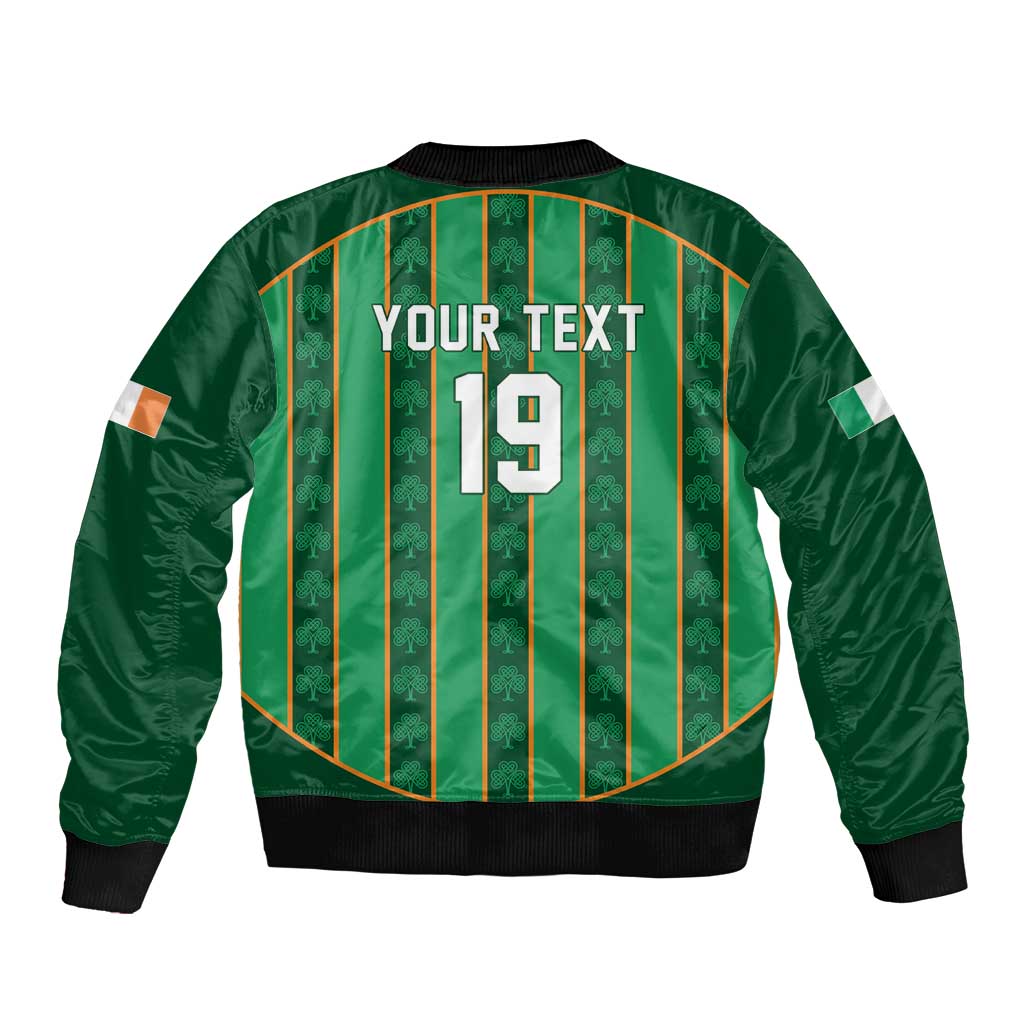 Custom Rugby Ireland Sleeve Zip Bomber Jacket Irish Lucky Shamrock