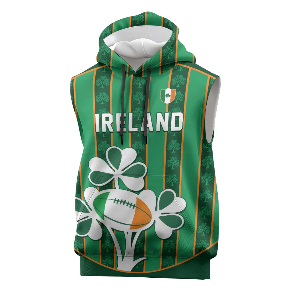 Custom Rugby Ireland Sleeveless Hoodie Irish Lucky Shamrock