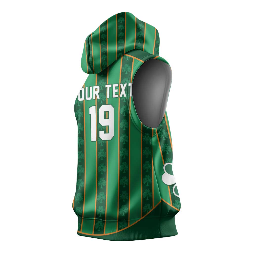 Custom Rugby Ireland Sleeveless Hoodie Irish Lucky Shamrock